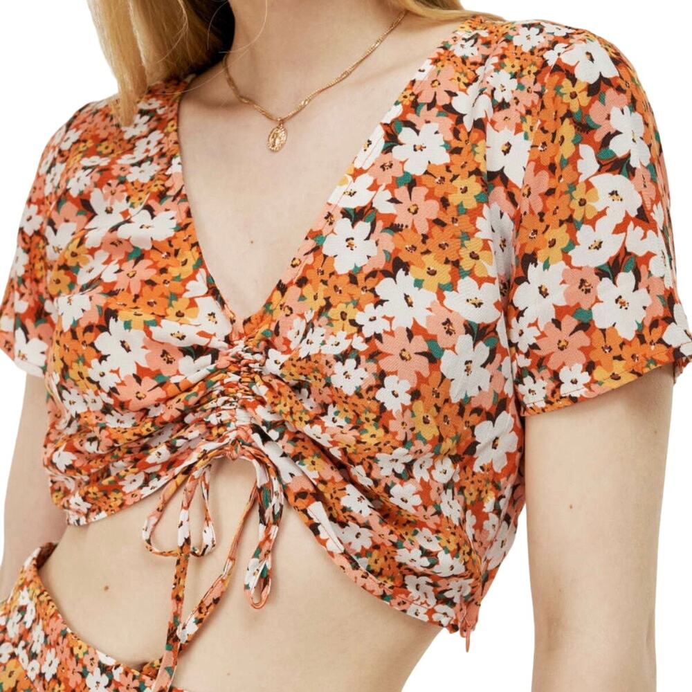 NEW Cider Orange Flower Market Crop Top Size Small